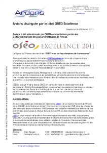 Label OSEO Excellence pour ARDANS