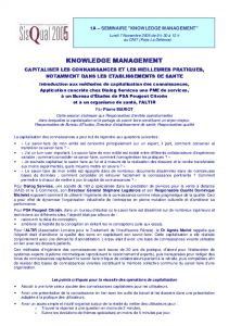 Knowledge Management - SISQUAL 2005