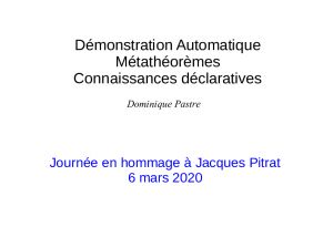 Dmonstration automatique, mtathormes, connaissances dclaratives