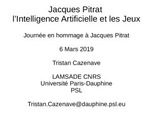 Jacques Pitrat lIntelligence Artificielle et les jeux