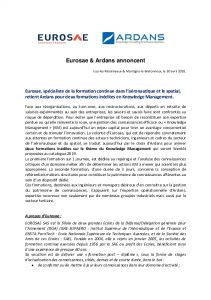 Communiqu de presse Ardans et Eurosae