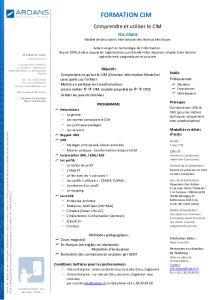 Comprendre et utiliser le CIM - Formation ARDANS 2024