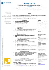 Fondamentaux du Knowledge Management - Formation Ardans