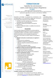 Capitaliser les connaissances - Formation Ardans 2024