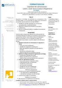 Capitaliser les connaissances - Formation Ardans