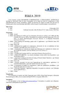 RI&IA 2019 - Programme 3ème journée Recherche d´Information et Intelligence Articielle par l´AFIA et l´ARIA