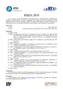 RI&IA 2019 - Programme 3me journe Recherche dInformation et Intelligence Articielle par lAFIA et lARIA