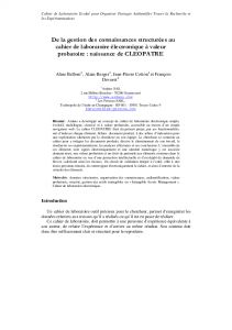 Cahier de laboratoire lectronique : CLEOPATRE